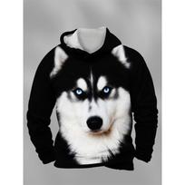 3D Husky Dog Print Sweatshirts Casual Hooded Tops Y2k Pullover Clothes Harajuku Top Men's Clothing S