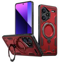 For Xiaomi Redmi Note 13 Pro Plus 5G Case Military Armor Shockproof 360° Rotating Magnetic Ring Stand TPU Plastic Phone Cover RM Note13Pro Plus 5G raudona