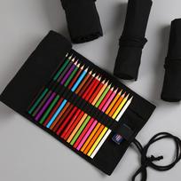 Paint Brush Holder Canvas Roll Up Pencil Pen Holder Artist Draw Pen Storage Bag 48 Slots Canvas Pouch for School 48 slots juoda