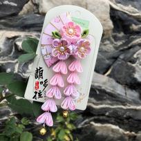 Japanese Kimono Headwear, Flower Tassels Tassel Fan Hairpin, Sweet Ancient Style Hairpin Hanfu Fan Hair Clip Girl Hair rožinė