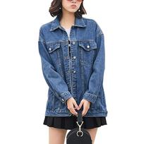 Women Denim Jacket Ladies Casual Slim Plus Size Windbreaker Woman L tamsiai mėlyna spalva