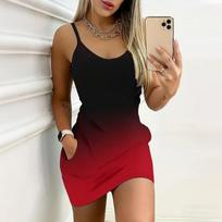 Vasaros Naujas Retro Vienspalvė ir Gėlių Marmuro Rašto Spausdinimo Rankovių Neturintis Kūną Pritampantis Suknelė su Kišenėmis Seksuali Siaura Elegantiška Šventinė Suknelė L oranžinė