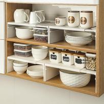 PINYU Extendable Kitchen Storage Rack, Countertop Cabinet Divider Shelf, Multi-Layer Organizer, Spice Rack, Pot Holder, Bowl Rack