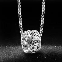 Europos ir Amerikos Retro Šeši Simboliai Palankaus Debesies Cilindrinis Pakabukas, Madingas Titano Plieno Vyriškas Karoliai 50CM(Necklace Size)