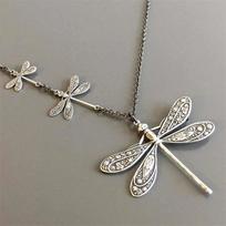 Necklace Vintage Carved Stitching Dragonfly Fashion Pendant 50CM(Necklace Size)