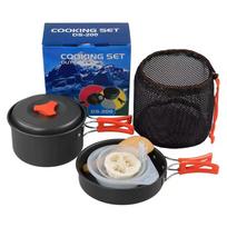 Outdoor Camping Cookware Set Lightweight Non-Stick Pots Pans Kit for Hiking Backpacking Picnic Travel oranžinė