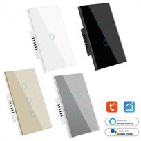 New Design Products Tuya Smart Wifi Wall Switch Us Standard Glass Touch Panel Light Switch Support App Remote Control (Gold,118mm*72mm&US Standard) auksas