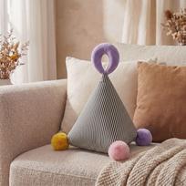 Throw Pillow Triangular Contrast Pom-Pom Throw Pillow Handle Design Sewing Crafted Home Decorative Pillow for Sofa and Gift 30cm*30cm juoda
