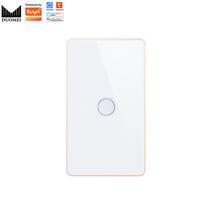 DUOMEI Tuya Smart US110V White 1234 Gang Zigbee Smart Light 4-Way Home Wall Crystal Glass Panel Gold Aluminum Frame WIFI 120mm*72mm&US Standard