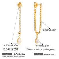 Youthway Zircon Water Drop Pendant Crystal Tennis Chain Tassel Earrings For Women 18K Gold PVD Plated Stainless Steel Earrings