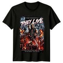 Jie gyvena (1988 m) Filmo plakato įkvėpti unisex marškinėliai Retro marškinėliai L