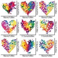 Hongcai Colorful Heart-Shaped Pattern Heat Transfer Vinyl Paper Press-On Design for T-Shirt Hat & Bag PET Material (as the picture,set of9)