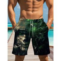 Men's Essential Casual Shorts Outdoor Wear Creative Fun Skull Colorful 3D Printed Shorts Loose Casual Plus Breathable Cool Summer Versatile Shorts S
