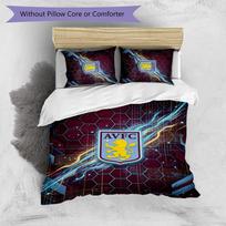 Aston Villa Football Printed 3 Pieces Bedding Set, Comfortable Skin Friendly Bedroom Duvet Cover Set 135cm*200cm