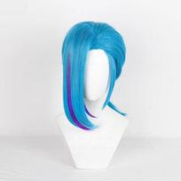 New Jinx Cosplay Wig Arcane Season 2 Short Blue Heat Resistant Synthetic Hair Pigtail Anime LOL Role Play Wigs + Wig Cap One Size
