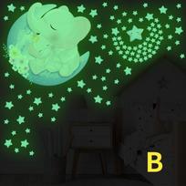 Šviečiančių žvaigždžių sienų lipdukai vaikams Kūdikių kambario miegamojo lubų namų dekoras Fluorescentiniai animacinių filmų meškiukai šviečia tamsoje lipdukai C green