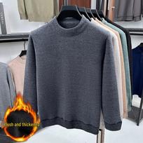 Vyriškas kašmyro megztinis rudeniui/žiemai - aukštu kaklu, megztas, iš krištolinio audinio, su papildomu aksomu, puloveris vidutinio amžiaus vyrams. XXXL