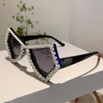Luxury Crystal Shiny Shades Polygon Designer Gradient Women's Sunglasses Candy Color Decoration Ladies Sun Glasses