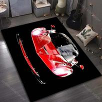 Šauni raudona sportinio automobilio rašto kiliminė danga svetainei, miegamajam, lovos šonui, sofos stalui, grindų kilimėlis, namų dekoras, automobilių mėgėjams 40x60cm (16x24in)