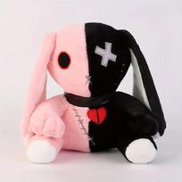 Baisus Gotiškas Triušis Pliušinis Juodas Ir Baltas Kontrastinis Crazy Rabbit Šlykštus Gotikinis Triušis Mielas Pliušinis Žaislas Helovino Gimtadienio Dovana 25cm black