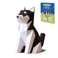 ORIGAMIPLANET Husky 3D Origami Craft Kit for Easy Dog Paper Sculpture Cute 3D Animal Handmade Home Decoration Art Home Decoration Paper Craft Gift Set