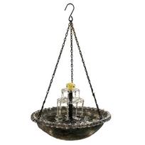 Cascade Hanging Bird Bath Fountain with Solar Pump & Glass Bowl Outdoor Bird Feeder Hanging Hummingbird Feeders for Garden Decor žalia