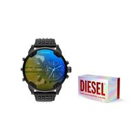 Diesel Chameleon serijos laikrodis Kvarcinis mechanizmas Odinis dirželis Juodas ciferblatas Vyriški laikrodžiai DZ7451 Custom Box Set black