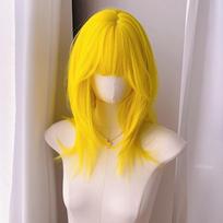 Yellow Wig for Women Cosplay Wig with Bangs Medium-length Hair with Layers High Temperature Fibers Synthetic Wigs Hallowmas (YELLOW,14inches&1pc) geltona