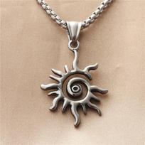 New European and American Titanium Steel Sun Necklace Men's Titanium Steel Jewelry 50CM(Necklace Size)