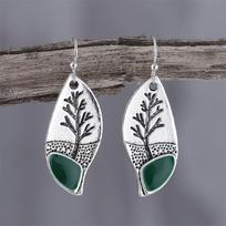 Retro Oil Drop Earrings Tree Pattern Simple Style Versatile Women's Earrings 1cm*3cm