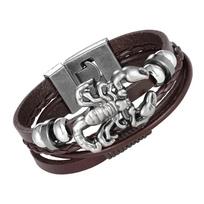 Jewelry Men's Buckle Leather Bracelet Scorpion Bracelet Men's All-match Bracelet 18CM