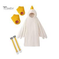 Oversized Blanket Hoodie 1 Set Goose Hoodie, Unisex Cartoon Pajamas Set, Soft Warm Stress-free Downtime Wear Bodysuit with Yellow Beak Design, Winter XXL balta