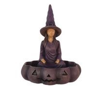 Resin Desktop Storage Box Weatherproof Witch Bird Feeder Meditating Statue  Bird Attraction violetinė