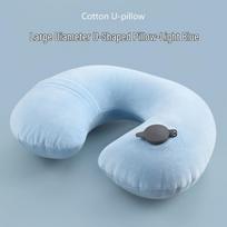Inflatable U-Shaped Travel Pillow with Hat, Multi-Functional Neck Support for Outdoor, Airplane, Train, and Lunch Breaks. white