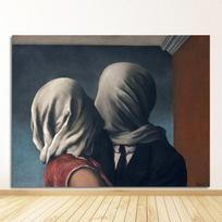 Magritte Drobės Tapybos Plakatai ir Spaudiniai Siurrealizmas Sienos Meno Paveikslai Namų Dekoruoti Garsūs Įsimylėjėlių Pabučiavimas By Rene 21X30CMNo Framed gray