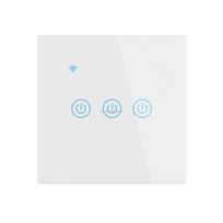 SLS WiFi Smart Touch Switch 3 Gang ABS Wall Light Switch Remote Control EU Standard Single Live Wire Google Alexa 240V 86*86*35mm&Eu Standard balta