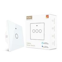 Tuya Zigbee Touch Smart Light Wall Switch No Neutral No Capacitor  EU UK Standard 1/2/3/4 Gang Support Google Home Alexa (as the picture,86mm*86 mm&Eu Standard)