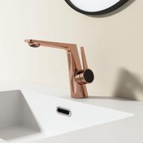 Single-Hole Deck Mounted Sink Tap Hot and Cold Water Basin Faucet with Touchless Sensor for Bathroom Use (Rose Gold,Brass) rožinio aukso spalvos