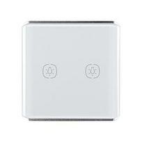 New Function Background Light Adjustment Tuya Smart 2 Gang Wifi Wall Switch Curved Glass Zigbee Light Switches (White,86mm*86mm*34mm&Eu Standard) balta
