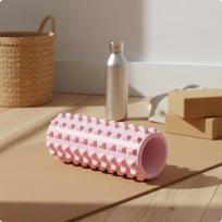 Ridged Foam Roller Hollow Cylindrical for Stretching Blue rožinė