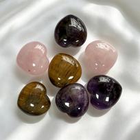 2026 Natural Crystal Heart Ornament Feng Shui Love Stone Figurine Multi-Gemstone Home Office Decoration Energy Gift (rose quartz,30*30mm) rožinio kvarco spalva