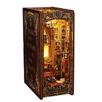 DIY Miniature Book Nook Art Deco Vertical Design | 3D Wooden Bookends for Adults Stress Relief | Birthday Creative Gift