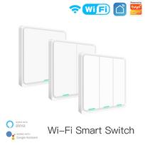 EU Smart Wifi Wall Touch Switch 1/2/3 Gang Light Switch Interruptor Intelligente Smart Switch (White,86*86mm&EU 1 Gang) balta