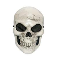 Lightweight Full Face Mask Halloween Skull Mask, Spooky Cosplay Prop for Haunted Realistic Cracked House, Horror Party Costume Accessory, Trick balta