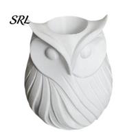 Decorative Pen Holder 3D Printed Owl Holder, 2 in 1 Flower Vase Multifunctional Container Desk Organizer, Cute Plastic Makeup Brush Home Office Decor balta