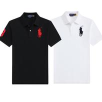 POLO Vyriški Nauji Vasariniai Marškinėliai su Dideliu Arkliu Logotipo Siuvinėjimu, Atverčiama Apykakle, Medvilniniai, Trumpomis Rankovėmis, Laisvalaikio POLO Marškinėliai S balta