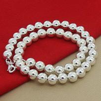 2026 Silver Plated Hollow Buddha Bead Necklace Korean Version Necklace 10MM*40CM
