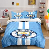 Blue stripes, Manchester City logo. Bedding sets Duvet cover sets Duvet covers Pillowcases(1*Duvet Cover 2*Pillowcases without duvet insert) 135x200cm