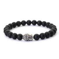 Fashion One Buddha One Demon Men Bracelet Beaded Unfading Stainless Steel Natural Tiger Eyes Healing Braslet Casual Accessories