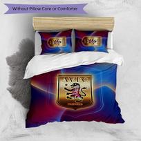 Aston Villa Football Printed 3 Pieces Bedding Set, Comfortable Skin Friendly Bedroom Duvet Cover Set 135cm*200cm